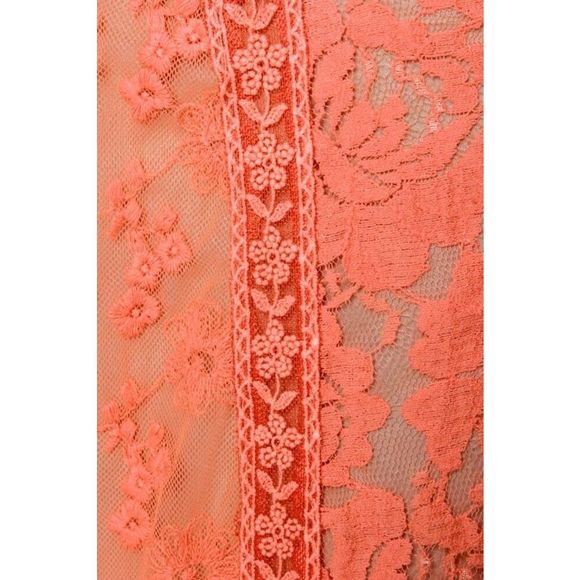 New Champagne & Strawberry Honeysuckle Peach Lace Maxi Skirt Size OP - Picture 5 of 10